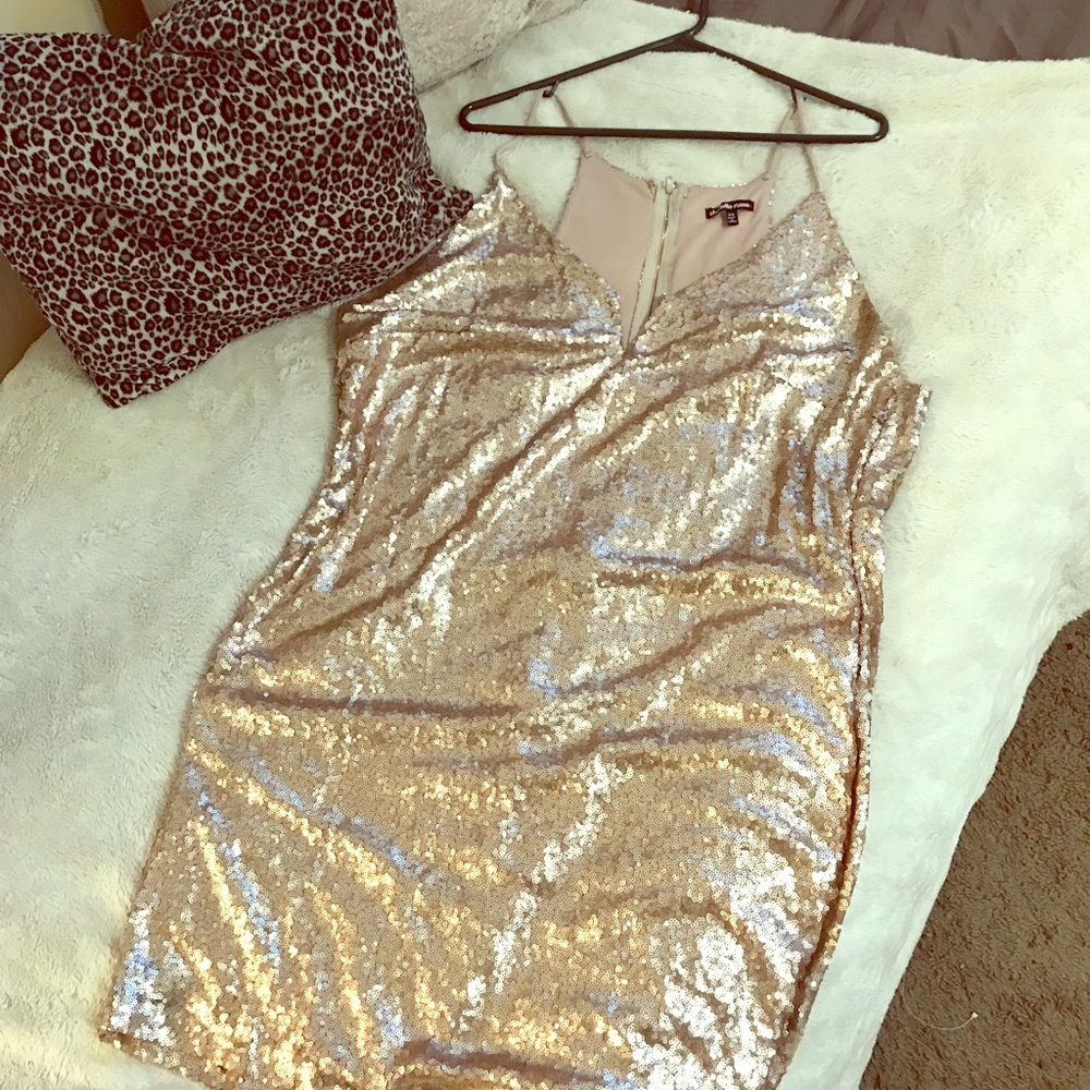 Rose Gold Sequin Mini Dress